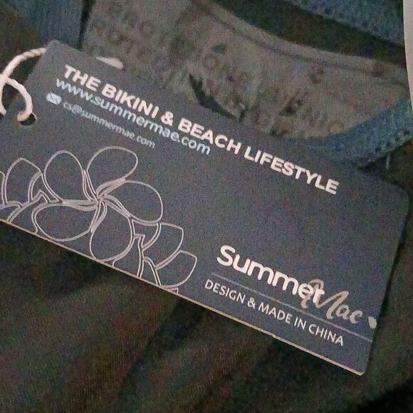 Summer Mae 2 pc Ruffle Ribbed Maternity Swimsuit Pine Green Sz 10 NWT - Picture 8 of 13